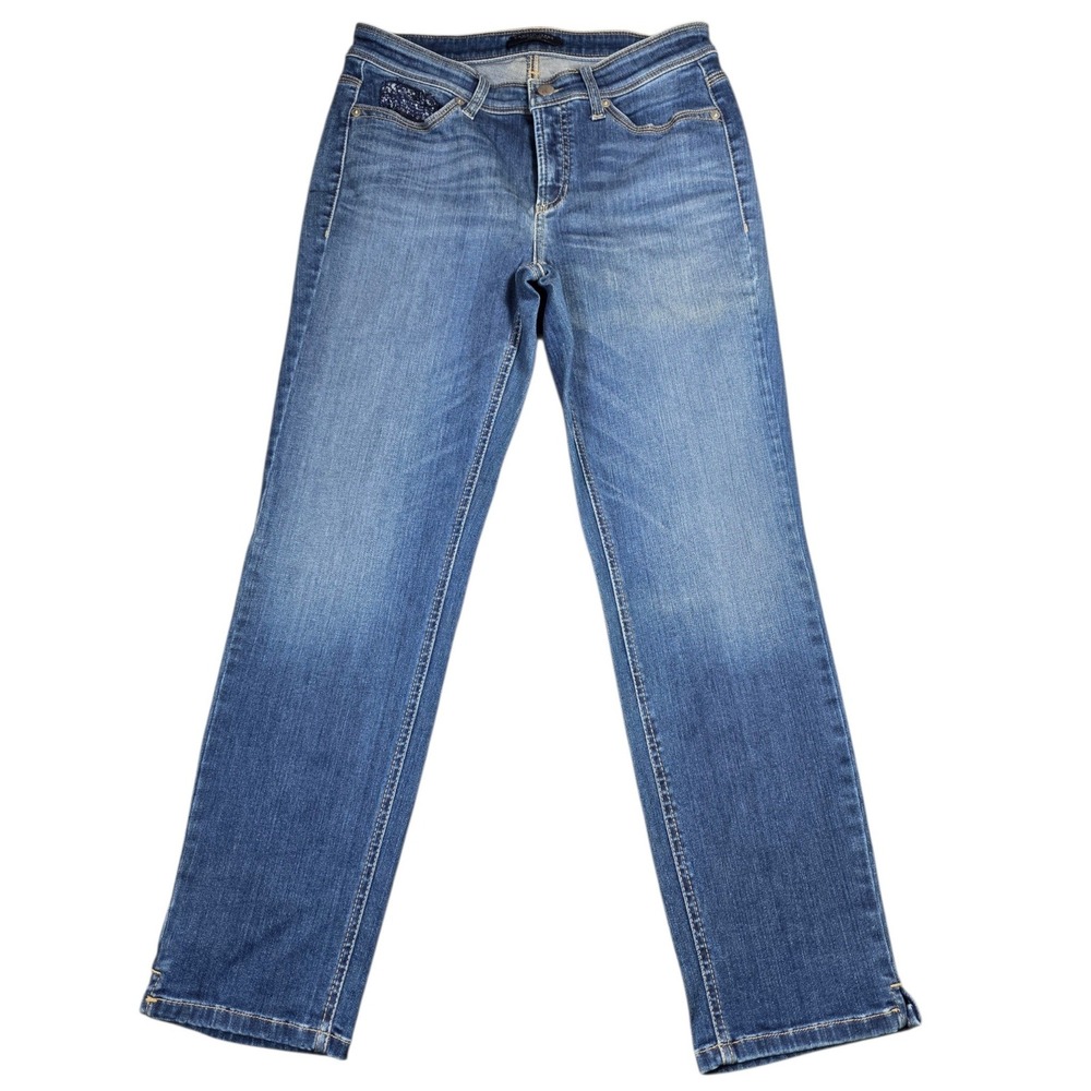 Cambio Piper Short Jeans Women Blue Denim Straight Leg Mid Rise Vintage Ed 38
